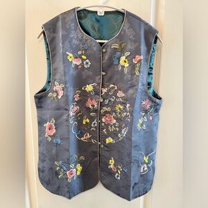 Gray and Yellow Floral Embroidered Vest